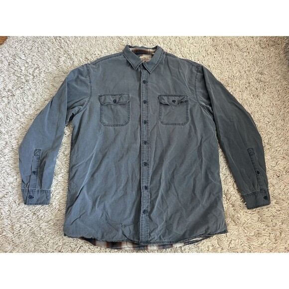Vintage Red Head Mens XL Blue Button Up Denim Flannel Lined Shirt Long Sleeve - Picture 1 of 7